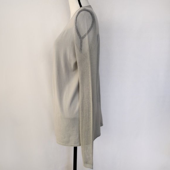Elie Tahari Sage Gray Cotton and Silk Blend Light Cardigan Sweater - Picture 6 of 12